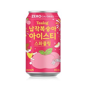 티로그 납작복숭아 아이스티 스파클링 제로 355ml x 24캔 / 제로칼로리 캔음료 탄산음료