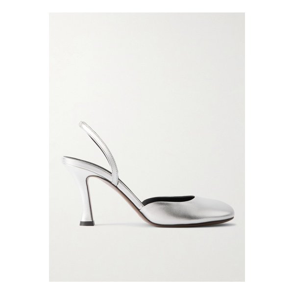 바텐 메탈릭 가죽 슬링백 펌프스 실버 1647597352613091