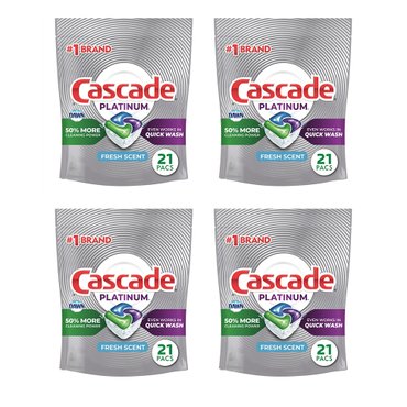 캐스케이드 [해외직구]캐스캐이드 플래티넘 식기세척 세제 프레쉬 21입 4팩 Cascade Dishwasher Detergent Platinum Fresh Scent