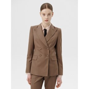 SIGNATURE WOOL DOUBLE BREASTED JACKET - CHOCOLATE