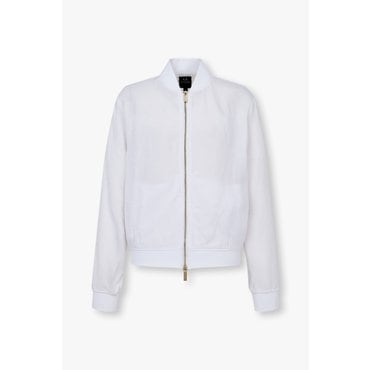 ARMANI EXCHANGE AX 여성 글로시 레이온 집업 자켓-화이트(A424110011)