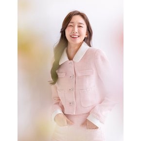 Tweed Cropped Jacket / Pink