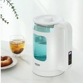 1.5L LED 강화 유리주전자 전기포트 추천-화이트-사무실 학교 가정용 집들이 결혼 티포트 선물세트