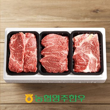 작심밀도 [농협영주한우]로스특수부위 모듬 한판 3호 / 총 900g (등심,채끝,안심)