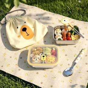베어 유아 스텐 사각 2단 도시락통 가방 세트 어린이 초등 어린이집 소풍 도시락 용기