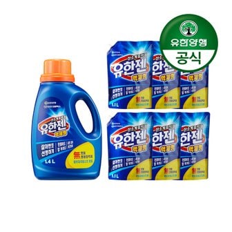 유한젠 [유한양행] 유한젠 액체형 산소계표백제 용기 1.4L+리필 1.1L 6개