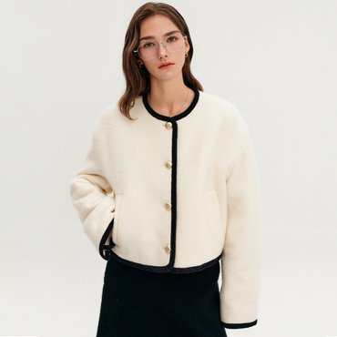 룩캐스트 하니 트리밍 울 트위드 자켓_아이보리 / HANI TRIMMING WOOL TWEED JACKET_IVORY