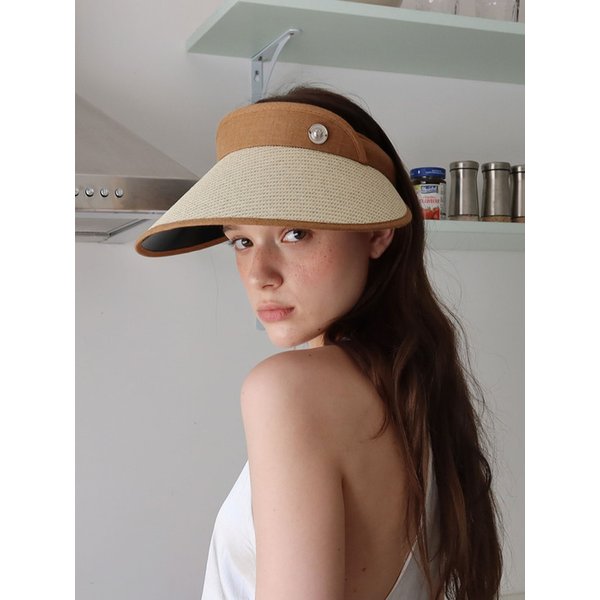 Colette Sun Visor Hat_brown beige
