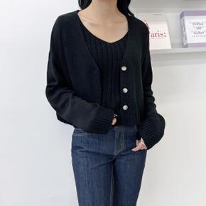UND 5073 여자브이넥 골지나시니트 가디건set