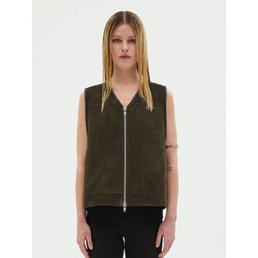 Short Zip Vest (Khaki)