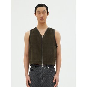 Short Zip Vest (Khaki)