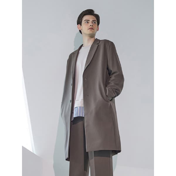 남성 싱글 브레스티드 베이직 코트 (다크브라운)
