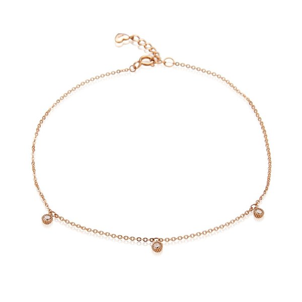 [비앤비골드] 18K 미니 엣지 서클 큐빅 체인 발찌 JNA27919