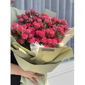 [리블라썸] 생화 미니 스윗핑크장미 100송이 꽃다발 기념일 프로포즈 선물