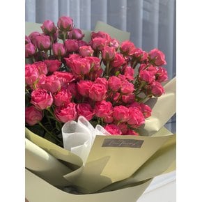 [리블라썸] 생화 미니 스윗핑크장미 100송이 꽃다발 기념일 프로포즈 선물