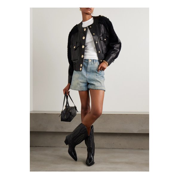 퀼팅 가죽 트위드 보머 재킷 블랙 46376663162844265