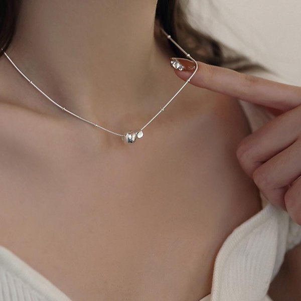 [옷자락] 여자 사계절 레이어드 큐빅 구슬 목걸이