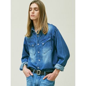 WESTERN WASHED DENIM SHIRTS BLUE