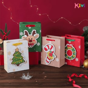 키비 3D 입체 크리스마스 쇼핑백 10개 세트