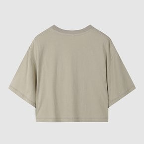 여성 로고 크롭 반팔 티셔츠 L KHAKI