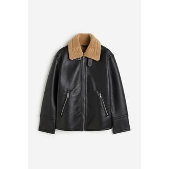 H&M 레귤러핏 테디 라인드 재킷 블랙 1183110001