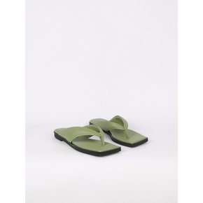 Nadia Flip-Flop Leather Slides Sage Green