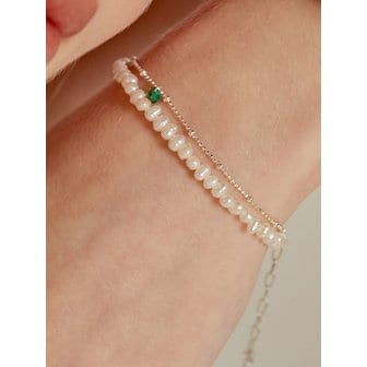 타티아나 (SET) Pearl and Petit Cubic Ball Chain Bracelet SE0162