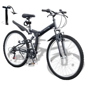 26 MTB AJ-02N 6 & LED & (MATTE BLACK) 인치 접이식 자전거 전후 서스 단 기어 락정 라이트