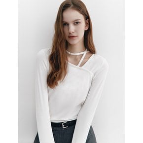 Asymmetric Neckline T-shirts OFF WHITE