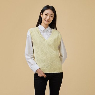 JAJU 여 V넥 니트 베스트-민트