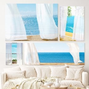 힐링 커튼 바다그림 감성 거실 카페 인테리어액자 대형 캔버스 창문 물 바다 집들이선물 개업선물