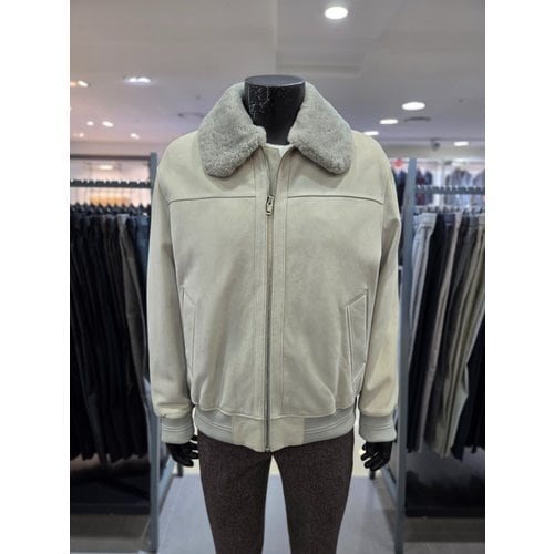 F/W 라이트그레이 카라 모피 탈부착 양가죽 100%  가죽 점퍼 PHMLU56_BP_BP