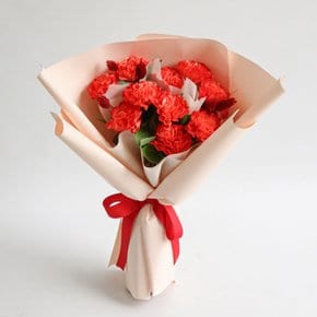 프릴 레드 카네이션 비누 꽃다발
