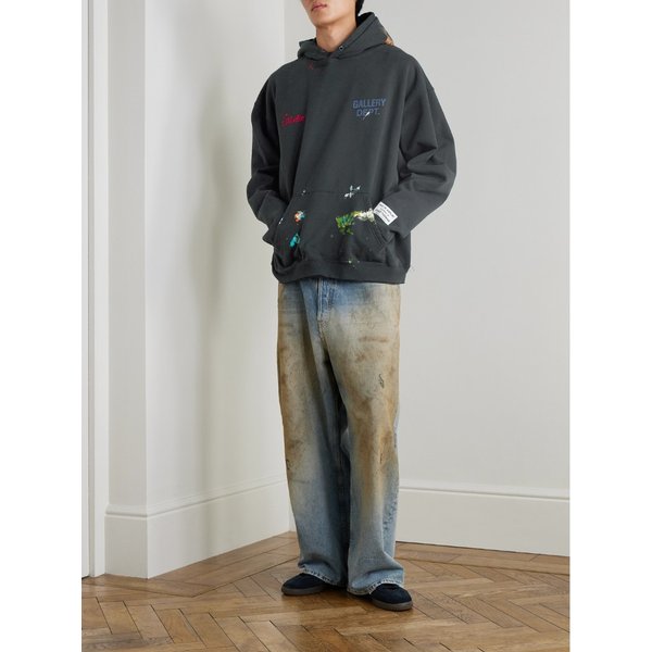 페인트 스플래터 장식 코튼 저지 후드 티셔츠 46376663162936138