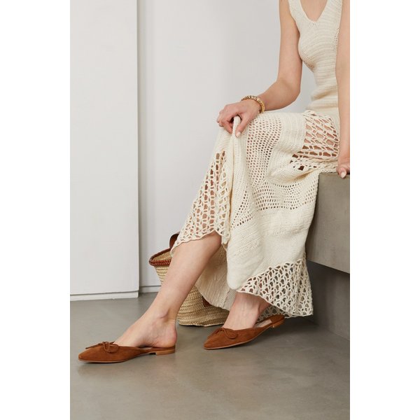 발레리무 보우 디테일 스웨이드 뮬 탠 브라운 6630340696539292