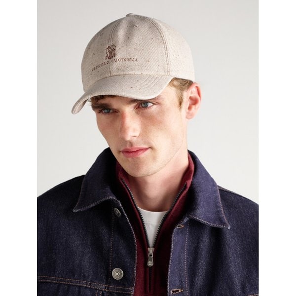 브루넬로쿠치넬리 로고 자수 울 캐시미어 블렌드 베이스볼 캡 46376663162948147