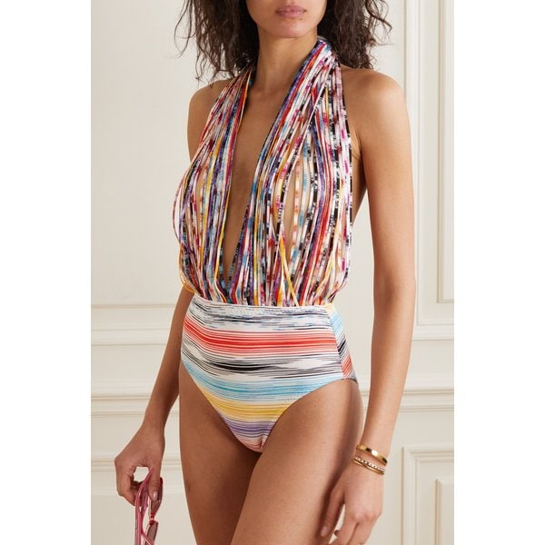 마레 스페이스 다이 웨빙 크로셰 니트 홀터넥 스윔수트 레드 1647597292428377