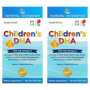 [해외직구] Nordic Naturals 노르딕내추럴 칠드런 DHA 3-6세 스트로베리맛 180미니소프트겔 2팩