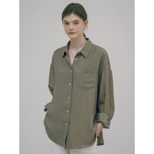 SITP5151 오버핏 라운지 실키 셔츠_Khaki brown