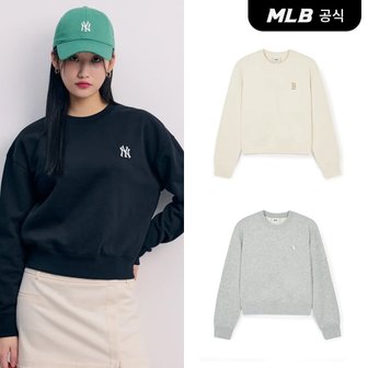 MLB [코리아공식]여성 베이직 스몰로고 크롭 맨투맨 (3 COLOR)