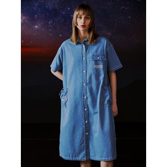 원더플레이스 DENIM STRING POCKET SHORT SLEEVE SHIRT DRESS [2 COLOR]