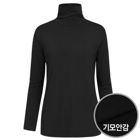 [샵앤] 여성 국산 베이직 데일리 기모 스판 무지 폴라 티셔츠 DAI-WSH-0353-블랙