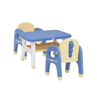 오너클랜 6세 아이 헬로디노 2인용 책상 의자 파란색 세트