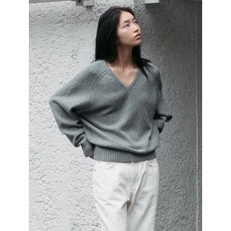 시야쥬 SIKN2156 울 블렌드 루즈 브이넥 니트_Melange gray
