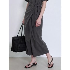 [쿨터치.ver] DRAPE WAIST LONG DRESS_NHON6538 (차콜)