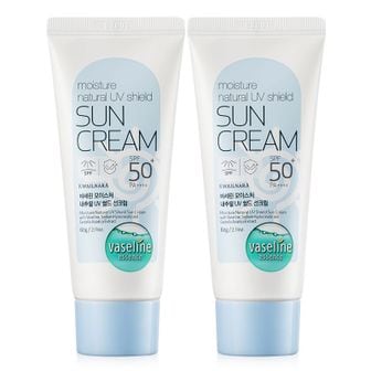 바세린 내추럴 UV 쉴드 선크림 60g 2개+마스크팩 3매 / SPF50+ PA++++..[32310941]