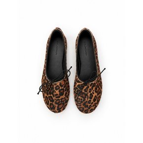 Ribbon Flat Shoes ROEN Ballet-flats Leopard Black