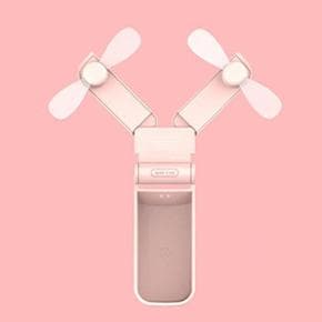 [사계절내] 폴딩 포켓형 휴대용 선풍기 핑크 미니 듀얼팬 고급 (S14290549)