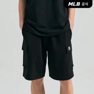 MLB [코리아공식]베이직 스몰로고 6부 카고 반바지 NY (Black)