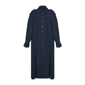 Two-way shirring trench dress - navy